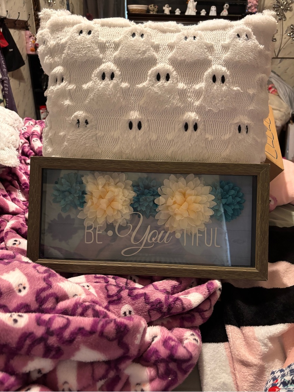 Hobby Lobby Framed 'Be•You•Tiful' Floral Wall Art in Yellow and Blue